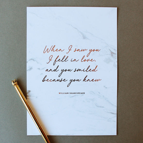 'When I saw you...' foil print