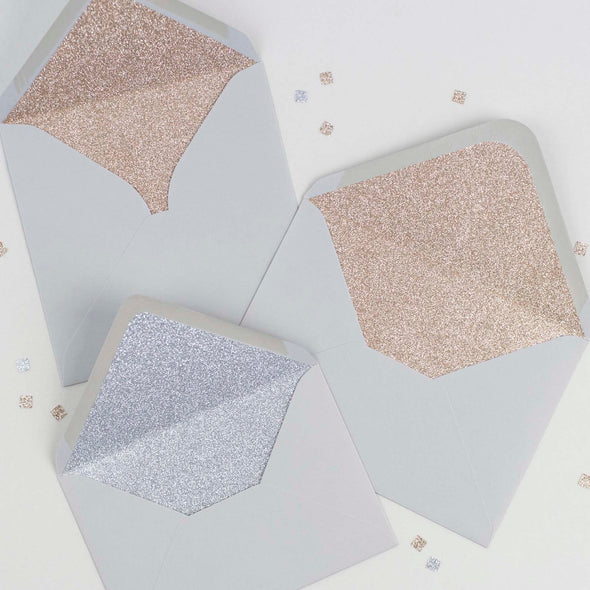 Dove Grey glitter-lined envelopes - Pack of 10