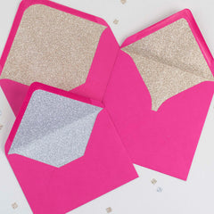 Fuchsia Pink glitter-lined envelopes - Pack of 10
