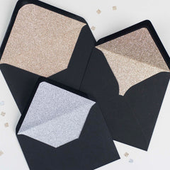 Black glitter-lined envelopes - Pack of 10