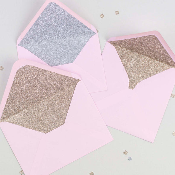 Candy Pink glitter-lined envelopes - Pack of 10