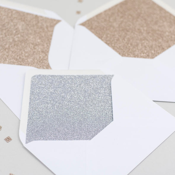 White glitter-lined envelopes - Pack of 10